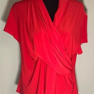 DKNY Women’s Red Short Sleeve Layer Blouse